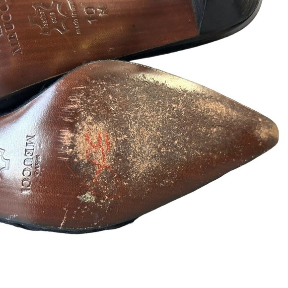 Sesto Meucci Black Fabric & Patent Leather Slingback Pointy Toe Heels Womens 10N - Picture 8 of 15